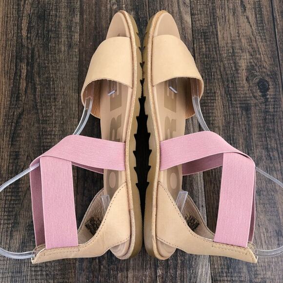 Sorel Ella II Strappy Leather Flat Sandal Vacation Cruise Size 8.5 Tan Pink - Picture 7 of 16